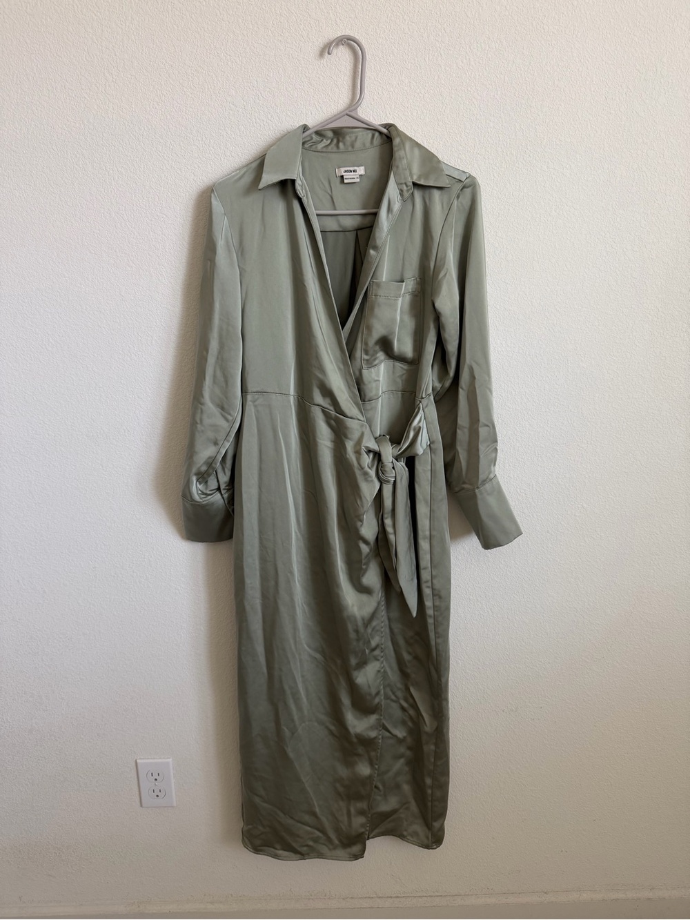 Jason Wu Sage Green Long-Sleeve Wrap Dress
